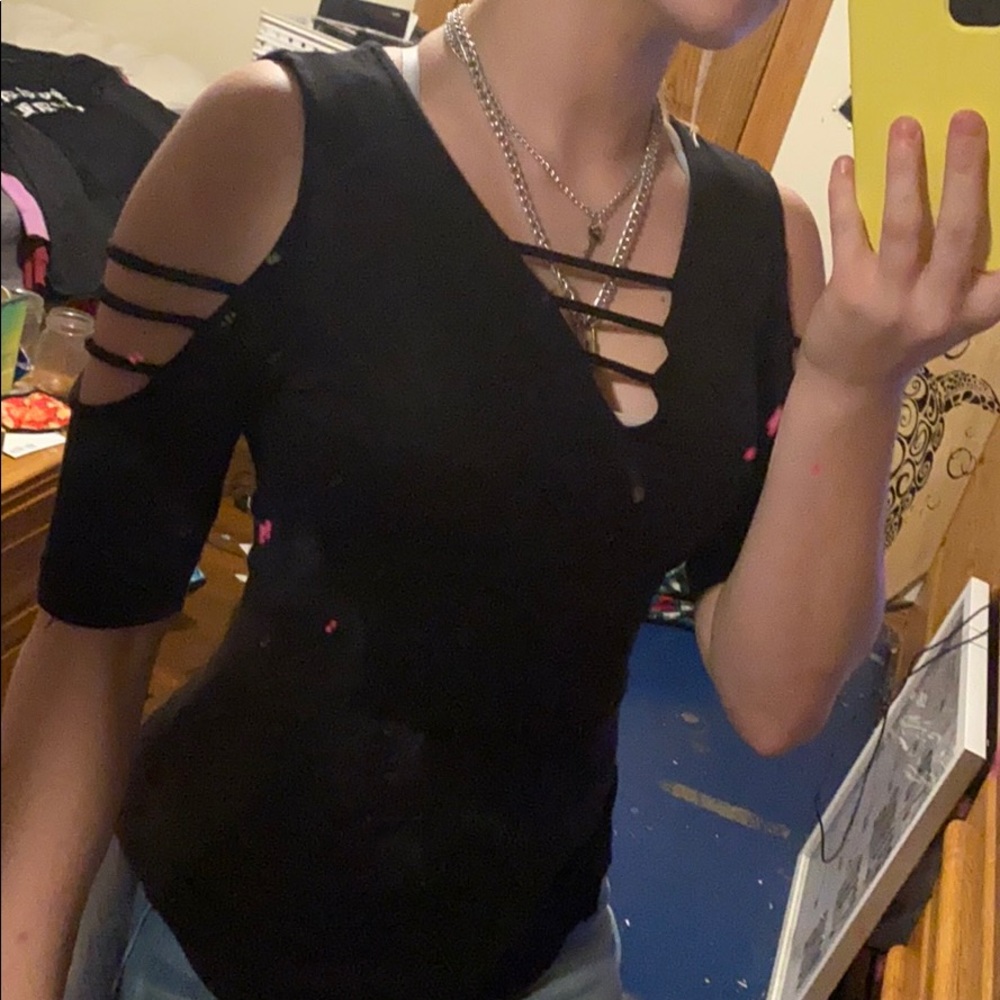 Black mid sleeve formal shirt